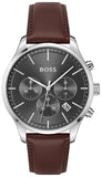Hugo Boss Avery Chronograph Grey Dial Brown Leather Strap Watch for Men - 1514155 Authentic Buy Shop Now