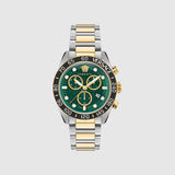 Versace Greca Dome Chronograph Green Dial Two Tone Steel Strap Watch for Men - VE6K00423 Authentic Buy Shop Now