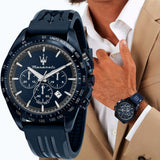 Maserati Traguardo Blue Edition Chronograph Blue Dial Blue Silicon Strap Watch for Men - R8871612042 Authentic Buy Shop Now