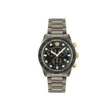 Versace Greca Dome Chronograph Black Dial Grey Steel Strap Watch for Men - VE6K00623 Authentic Buy Shop Now
