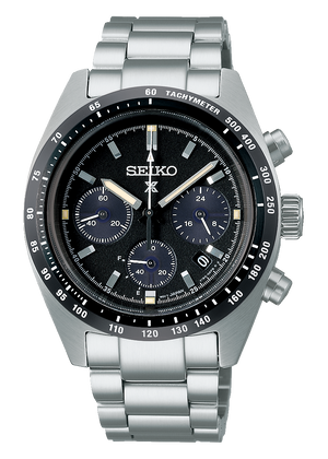 Seiko Prospex Speedtimer Solar Chronograph Black Dial Silver Steel Strap Watch for Men - SSC819 Authentic Buy Shop Now