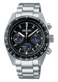 Seiko Prospex Speedtimer Solar Chronograph Black Dial Silver Steel Strap Watch for Men - SSC819 Authentic Buy Shop Now