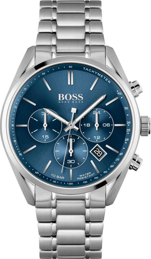 Hugo Boss Grand Prix Chronograph Blue Dial Silver Steel Strap Watch for Men - 1514226 Authentic Buy Shop Now