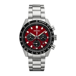 Seiko Prospex US Special Edition Speedtimer Solar Chronograph Red Dial Silver Steel Strap Watch for Men - SSC927 Authentic Buy Shop Now