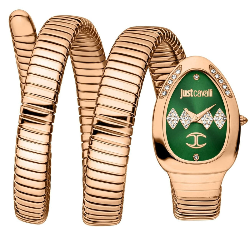 Just Cavalli Vezzoso Green Dial Rose Gold Steel Strap Watch for Women - JC1L230M0055 Authentic Buy Shop Now