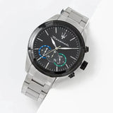 Maserati Traguardo Chronograph Black Dial Silver Steel Strap Watch for Men - R8873612061 Authentic Buy Shop Now