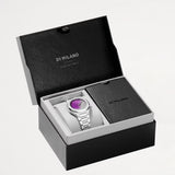 D1 Milano Ultra Thin Solar Sync Purple Dial Silver Steel Strap Watch for Women - D1-UTBL36 Authentic Buy Shop Now