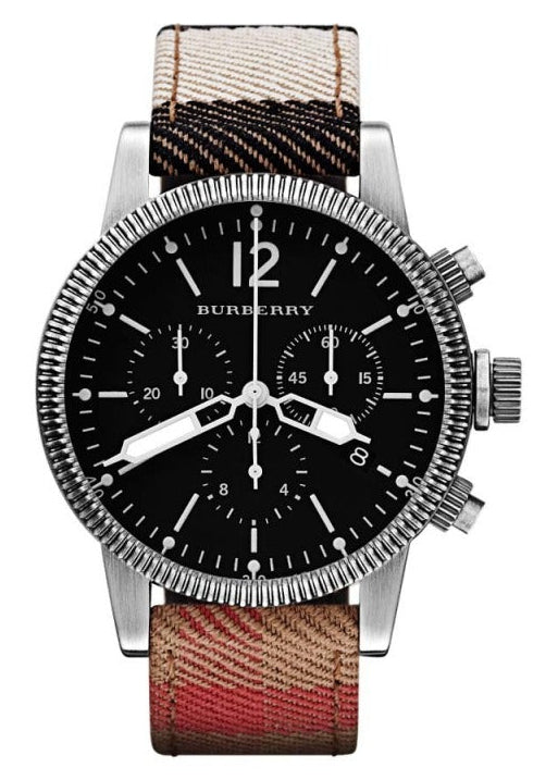 Burberry Utilitarian Chronograph Black Dial Tri Tone Leather Strap Watch for Men - BU7815 Authentic Buy Shop Now