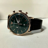 Emporio Armani Aviator Green Dial Brown Leather Strap Watch for Men - AR11334 Authentic Buy Shop Now
