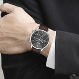 Hugo Boss Avery Chronograph Grey Dial Brown Leather Strap Watch for Men - 1514155 Authentic Buy Shop Now