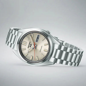 Seiko 5 Sports SNXS Series Automatic Beige Dial Silver Steel Strap Watch for Men - SRPK91K1 Authentic Buy Shop Now