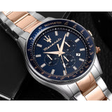 Maserati SFIDA Chronograph Blue Dial Two Tone Steel Strap Watch for Men - R8873640022 Authentic Buy Shop Now