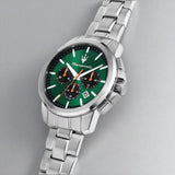 Maserati Successo Chronograph Green Dial Silver Steel Strap Watch for Men - R8873621043 Authentic Buy Shop Now