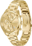 Hugo Boss Grand Tour Chronograph Gold Dial Gold Steel Strap Watch for Women - 1502768 Authentic Buy Shop Now