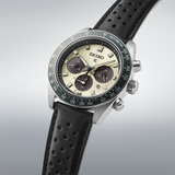 Seiko Prospex Speedtimer Solar Chronograph Ivory Dial Black Leather Strap Watch for Men - SSC943 Authentic Buy Shop Now