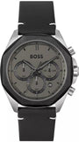 Hugo Boss Cloud Chronograph Grey Dial Black Leather Strap Watch for Men - 1514014 Authentic Buy Shop Now