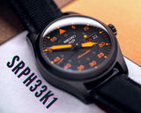 Seiko 5 Sports Flieger Pilot Automatic Black Dial Black Nylon Strap Watch for Men - SRPH33K1 Authentic Buy Shop Now