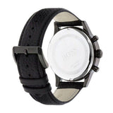 Hugo Boss Aeroliner Chronograph Black Dial Black Leather Strap Watch for Men - 1512567 Authentic Buy Shop Now