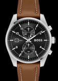 Hugo Boss Skytraveller Chronograph Black Dial Blue Leather Strap Watch for Men - 1514161 Authentic Buy Shop Now