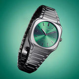 D1 Milano Square Eden Green Dial Silver Steel Strap Watch for Men - D1-SQBJ06 Authentic Buy Shop Now