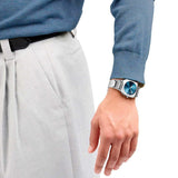 D1 Milano Square Caribbean Blue Dial Silver Steel Strap Watch for Men - D1-SQBJ07 Authentic Buy Shop Now