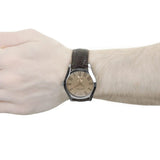 Emporio Armani Classic Beige Dial Brown Leather Strap Watch for Men - AR0645 Authentic Buy Shop Now