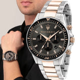 Maserati SFIDA Chronograph Grey Dial Two Tone Steel Strap Watch for Men - R8873640021 Authentic Buy Shop Now