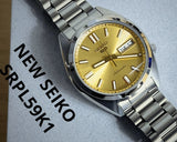 Seiko 5 Sports SNXS Automatic Gold Dial Silver Steel Strap Watch for Men - SRPL59K1 Authentic Buy Shop Now