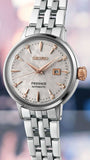 Seiko Presage Cocktail Time Skydiving Automatic Diamonds Mother of Pearl Dial Silver Steel Strap Watch for Women - SRE009J1 Authentic Buy Shop Now