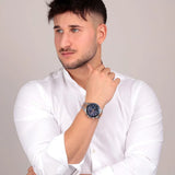 Maserati SFIDA Chronograph Blue Dial Two Tone Steel Strap Watch for Men - R8873640022 Authentic Buy Shop Now