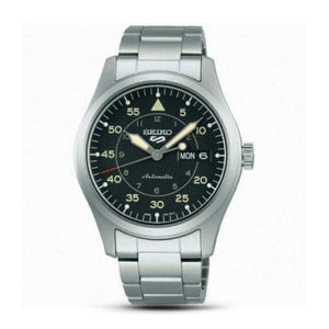 Seiko 5 Sports Flieger Automatic Black Dial Silver Steel Strap Watch for Men - SRPH27K1 Authentic Buy Shop Now