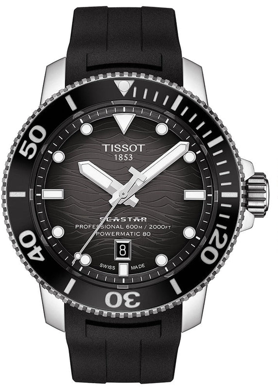 Tissot Seastar 2000 Professional Powermatic 80 Black Dial Black Rubber Strap Watch for Men - T120.607.17.441.00 Authentic Buy Shop Now