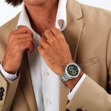 Maserati Stile Chronograph Green Dial Silver Steel Strap Watch for Men - R8873642011 Authentic Buy Shop Now
