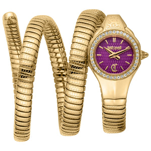 Just Cavalli Vita Purple Dial Gold Steel Strap Watch for Women - JC1L355M0035 Authentic Buy Shop Now