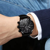 Hugo Boss Aeroliner Chronograph Black Dial Black Leather Strap Watch for Men - 1512567 Authentic Buy Shop Now