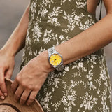 Citizen Tsuyosa Automatic Yellow Dial Silver Steel Strap Watch for Men - NJ0150-56Z