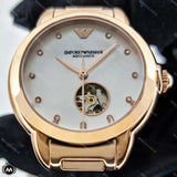 Emporio Armani Mia Meccanico Mother of Pearl Dial Rose Gold Steel Strap Watch for Women - AR60072 Authentic Buy Shop Now
