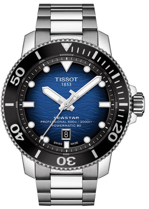 Tissot Seastar 2000 Professional Powermatic 80 Blue Dial Silver Steel Strap Watch for Men - T120.607.11.041.01 Authentic Buy Shop Now