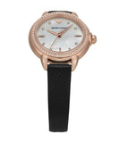 Emporio Armani Mia Mother of Pearl Dial Black Leather Strap Watch for Women - AR11598 Authentic Buy Shop Now
