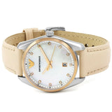 Emporio Armani Tazio Mother of Pearl Dial Pink Leather Strap Watch for Women - AR6133 Authentic Buy Shop Now