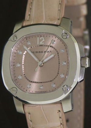 Burberry The Britain Diamonds Pink Dial Pink Leather Strap Watch for Women - BBY1802 Authentic Buy Shop Now