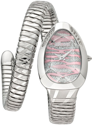 Just Cavalli Glam Evo 8 Pink Dial Silver Steel Strap Watch for Women - JC1L225M0015 Authentic Buy Shop Now