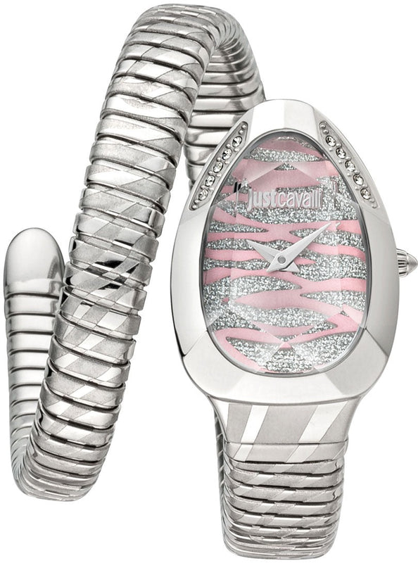 Just Cavalli Glam Evo 8 Pink Dial Silver Steel Strap Watch for Women - JC1L225M0015 Authentic Buy Shop Now