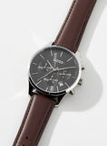 Hugo Boss Avery Chronograph Grey Dial Brown Leather Strap Watch for Men - 1514155 Authentic Buy Shop Now