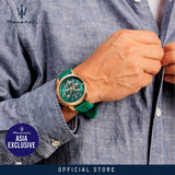 Maserati Successo Chronograph Green Dial Green Silicone Strap Watch for Men - R8871621038 Authentic Buy Shop Now