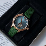 Emporio Armani Mia Meccanico Mother of Pearl Dial Green Leather Strap Watch for Women - AR60073 Authentic Buy Shop Now