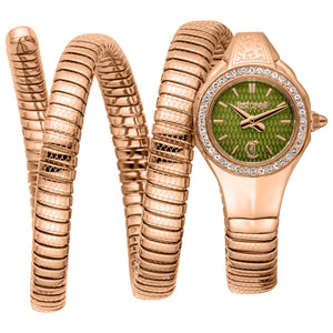 Just Cavalli Vita Green Dial Rose Gold Steel Strap Watch for Women - JC1L355M0045 Authentic Buy Shop Now