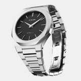 D1 Milano Ultra Thin Black Dial Silver Steel Strap Watch for Men - D1-UTBJ14 Authentic Buy Shop Now