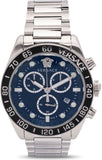 Versace Greca Dome Chronograph Blue Dial Silver Steel Strap Watch for Men - VE6K00323 Authentic Buy Shop Now