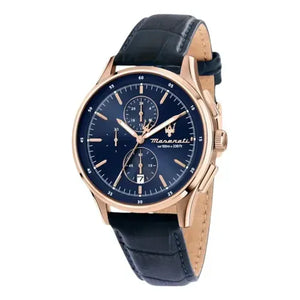 Maserati Sorpasso Chronograph Blue Dial Blue Leather Strap Watch for Men - R8871624009 Authentic Buy Shop Now